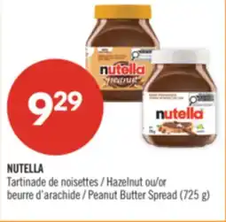 Pharmaprix NUTELLA Hazelnut or Peanut Butter Spread offer