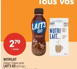 Pharmaprix NUTRILAIT Cream or LAIT'S GO offer