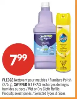 Pharmaprix PLEDGE Nettoyant pour meubles, SWIFFER JET FRAIS recharges de linge humides ou secs offer