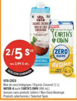 Pharmaprix VITA COCO Organic Coconut (1 L), NATUR-A or EARTH'S OWN (946 mL) Non-Dairy Beverage offer