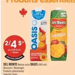 Pharmaprix DEL MONTE Nectar or OASIS Beverages offer