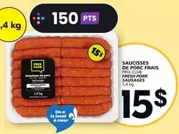 IGA PRIX CLUB FRESH PORK SAUSAGES offer