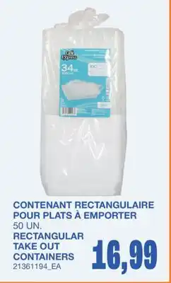 Wholesale Club CONTENANT RECTANGULAIRE POUR PLATS À EMPORTER, 50 UN offer