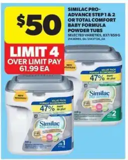 Real Canadian Superstore Similac Pro-Advance Step 1 & 2 or Total Comfort Baby Formula Powder Tubs offer