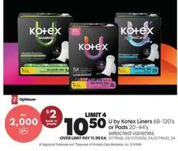 Real Canadian Superstore U by Kotex Liners or Pads offer