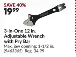 Princess Auto 3-in-One 12 in. Adjustable Wrench with Pry Bar offer