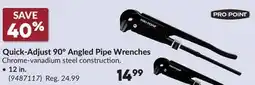 Princess Auto Quick-Adjust 90° Angled Pipe Wrenches offer