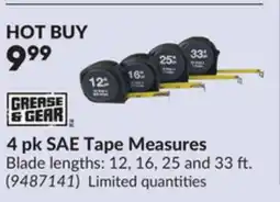 Princess Auto 4 pk SAE Tape Measures offer