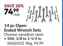 Princess Auto 14 pc Open-Ended Wrench Sets offer