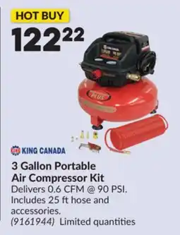 Princess Auto 3 Gallon Portable Air Compressor Kit offer
