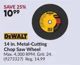 Princess Auto DEWALT 14 in. Metal-Cutting Chop Saw Wheel offer
