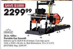 Princess Auto 26 in. 420cc Portable Gas Sawmill offer