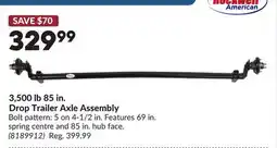 Princess Auto 3,500 lb 85 in. Drop Trailer Axle Assembly offer