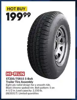 Princess Auto HI-RUN ST205/75R15 5-Bolt Trailer Tire Assembly offer