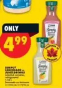 No Frills Simply lemonade and juice drinks offer