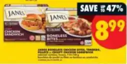No Frills janes boneless chicken bites tenders pellets crispy chicken sandwich offer
