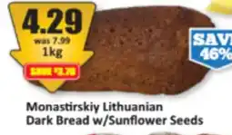 Starsky Monastirskiy Lithuanian Dark Bread w/Sunflower Seeds offer