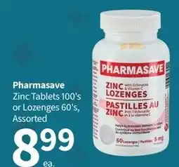Pharmasave Pharmasave Zinc Tablets 100's or Lozenges 60's offer