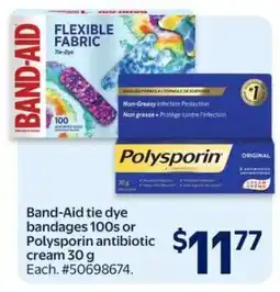 Walmart Band-Aid tie dye bandages 100s or Polysporin antibiotic cream 30 g offer
