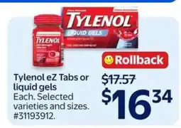 Walmart Tylenol EZ tabs or Liquid Gels offer