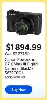 Walmart Canon PowerShot G7 X Mark III Digital Camera (Black) offer