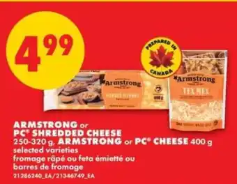 No Frills Armstrong or PC Shredded Cheese offer