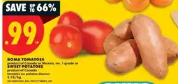 No Frills ROMA TOMATOES or SWEET POTATOES offer