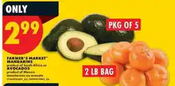 No Frills Farmer's Market Mandarins or Avocados offer