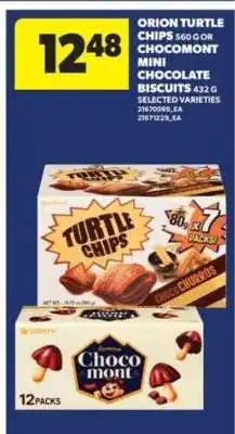 Real Canadian Superstore Orion Turtle Chips or Chocomont Mini Chocolate Biscuits offer