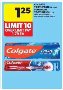 Real Canadian Superstore Colgate Toothpaste or Manual Toothbrush offer