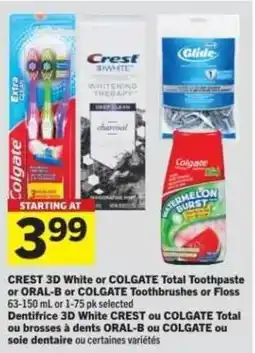Co-op Crest 3d white or colgate total toothpaste or oral-b or colgate toothbrushes or floss offer