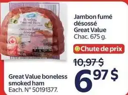 Walmart Great Value boneless smoked ham offer