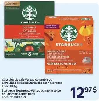 Walmart Starbucks Nespresso Vertuo pumpkin spice or Colombia coffee pods offer