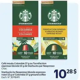 Walmart Starbucks by Nespresso blonde espresso roast or Colombia ground coffee offer