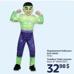 Walmart Toddlers' Hulk costume offer