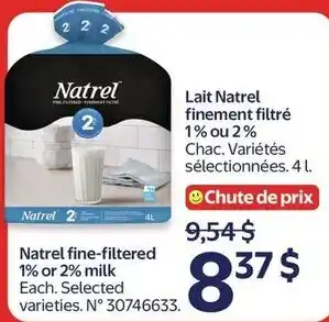Natrel fine-filtered 1% or 2% milk