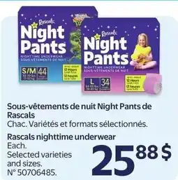 Walmart Rascals nighttime underwear offer
