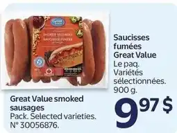 Walmart Great Value smoked sausages offer