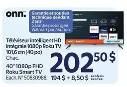 Walmart onn téléviseur intelligent hd intégrale 1080p roku tv offer