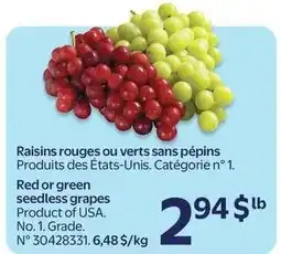 Walmart Raisins rouges ou verts sans pépins offer