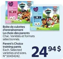 Walmart Parent's Choice training pants offer