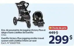 Walmart Evenflo Victory Plus jogging stroller travel system with LiteMax infant car seat offer