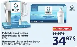 Walmart Brita Huron water pitcher or filters 5-pack offer