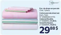 Walmart Mainstays cotton percale sheet set offer