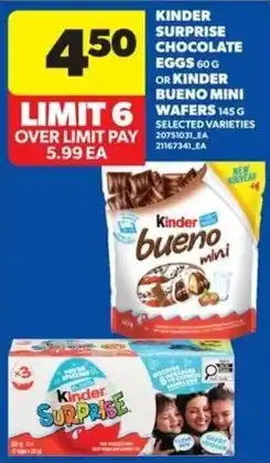 Real Canadian Superstore Kinder surprise chocolate eggs or kinder bueno mini wafers offer