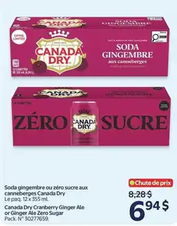 Walmart Canada Dry cranberry ginger ale or ginger ale zero sugar offer