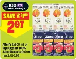 FreshCo Allen's juice boxes or Kiju Organic juice boxes offer
