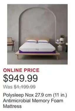 Costco Polysleep Nox 27.9 cm (11 in.) Antimicrobial Memory Foam Mattress offer