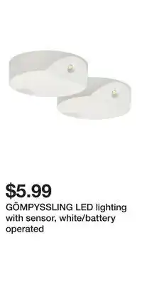 IKEA GÖMPYSSLING LED lighting with sensor, white/battery operated offer