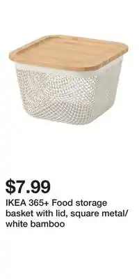 IKEA IKEA 365+ Food storage basket with lid, square metal/white bamboo offer